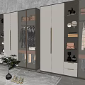 Modern Wardrobe Design With Glass Doors Metal Handles And Storage Compartments