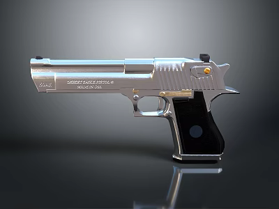 Smith Wesson Silver Pistol with Black Grip and Metallic Detailed Design 3d model
