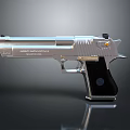 Smith Wesson Silver Pistol with Black Grip and Metallic Detailed Design