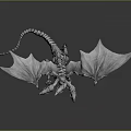Silver Metallic Dragon 3D Model With Extended Wings And Detailed Texture 3d model