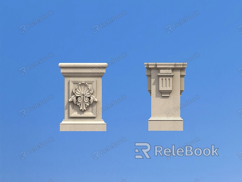 Stone villa railing column pier European villa column model