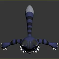 Cartoon Cat Character With Blue Black Stripes White Belly Red Nose Blue Eyes Standing Pose