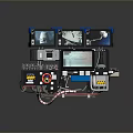 Multi Screen Control Console With Laptop Control Panel And Blue Accents 3d model
