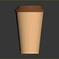 Orange Paper Cup With Brown Lid On Dark Reflective Background 3d model