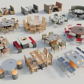 Modern Dining Table Sets With Various Chair Styles And Multiple Shape Designs 3d model