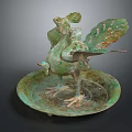 Antique Bronze Bird Shaped Decorative Ornament Set With Tray For Home Decor