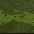 Aerial View Of Green Landscape With Divided Farmlands And Surrounding Woodlands