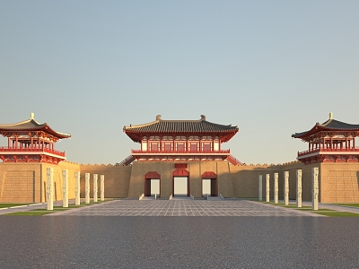 Architecture and Outdoor Architecture Ancient Architecture Imitation Tang Style Architecture 3d model