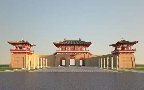 Architecture and Outdoor Architecture Ancient Architecture Imitation Tang Style Architecture 3d model