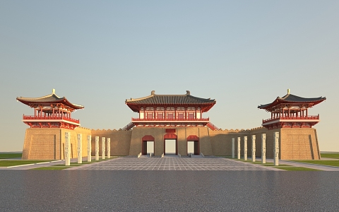 Architecture and Outdoor Architecture Ancient Architecture Imitation Tang Style Architecture 3d model