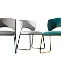Three Modern Leisure Chairs Gray White Teal With Stylish Metal Legs Design