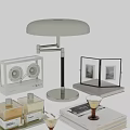 Decorative Ornament Set with Table Lamp Speaker Photo Frame Perfume Bottles Wine Glasses and Books