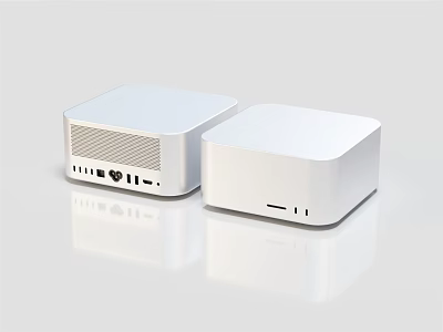 High Quality White Square Wireless Speakers with Modern Control Buttons and Ports 3d model
