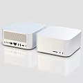 High Quality White Square Wireless Speakers with Modern Control Buttons and Ports