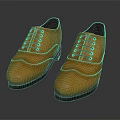 Classic Yellow Leather Lace Up Shoes With Black Sole And Smooth Surface Finish