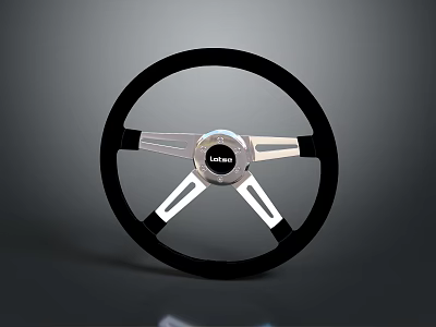 Car Steering Wheel As Automotive Part With Largo Brand Black Rim And Silver Spokes 3d model