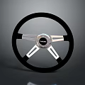 Car Steering Wheel As Automotive Part With Largo Brand Black Rim And Silver Spokes