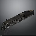 Vintage Black Steam Train Model With Metallic Finish And Gray Background Reflection