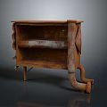 Rusty Metal Shelf Structure With Decorative Pipes And Industrial Design Elements
