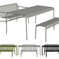 Modern Grid Design Metal Table And Chair Set With Various Colors For Outdoor Indoor