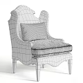 Gray Striped Fabric Armchair With Accent Pillow And Black Wooden Legs