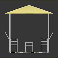 Outdoor Patio Shelter Design With Canopy Pillars Chairs Table And Tiled Floor