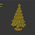 Green Christmas Tree Shaped Decorative Household Item With Star Top And Colorful Ornaments