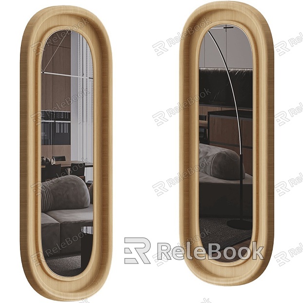 riz oval solid wood frame mirror 18 model