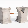 Ancient Ruined Stone Columns With Broken Structure And Cracked Surfaces 3d model