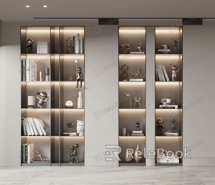 Modern bookcase ornaments model