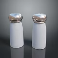White Ceramic Salt And Pepper Shakers With Metal Lids For Kitchen Dining