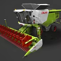 CALAS Green White Combine Harvester With Red Cutting Header For Agricultural Work