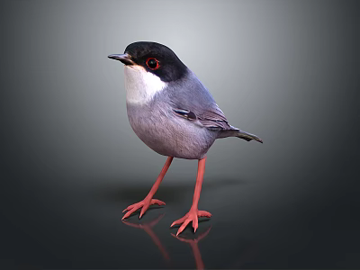 Decorative Bird Figurine With Black Head White Belly And Red Legs For Home Decor 3d model