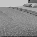Modern Double Bed With Gray Upholstered Headboard And White Decorative Pillows 3d model