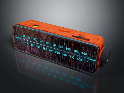 Orange Headphone Speaker With Digital Screen Display And Modern Numerical Scale Design 3d model