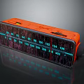 Orange Headphone Speaker With Digital Screen Display And Modern Numerical Scale Design 3d model
