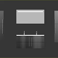 Modern Bathroom Vanity With Double Faucets Side Cabinets And Decorative Panel