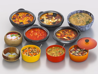 Various Dishes In Different Containers 3d model