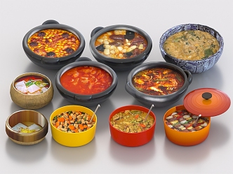 Food Cooked Food Stir-fried Vegetables Steamed Dishes Chinese Stewed Meat Hunan Vegetables Cover Rice Pot Rice 3d model