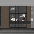 Modern Elegant Bookshelf Display Cabinet With Glass Doors And Decorative Items