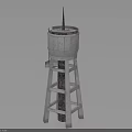 Vintage Water Tower Structure With Metal Frame And Cylindrical Top Spire Design