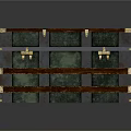 Vintage Stacked Trunk With Green Panels Brass Fittings And Wooden Frame Design