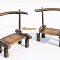 Handcrafted Wooden Leisure Chairs with Curved Frame and Rustic Natural Design for Compact Casual Seating
