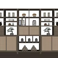 Bogu Shelf Bookshelf Decorative Cabinet Teapot Pine Tree Book Ornaments 3d model