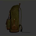 Green And Gray Canvas Backpack With Leather Straps Multiple Pockets For Daily Use 3d model