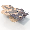 Stone Rock Platform Structure With Metal Railing Circular Central Area And Figure
