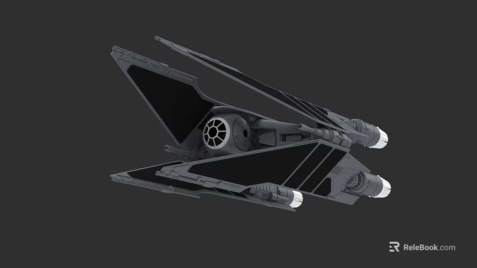 Detailed 3D Model of Futuristic Starfighter Featuring Angular Wings And Engine Components 3d model 
