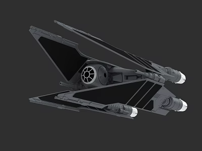 Detailed 3D Model of Futuristic Starfighter Featuring Angular Wings And Engine Components 3d model
