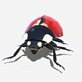 Detailed Vibrant Red and Black Ladybug with Sheath Wings and Black Body