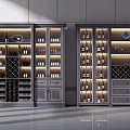 Modern Wine Cabinet Design With LED Lighting Multiple Shelves And Wine Bottle Storage